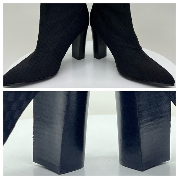 Fergie Taryn Ankle Boot Booties Black Basketweave Geometric Dressy Office Career - Picture 14 of 15